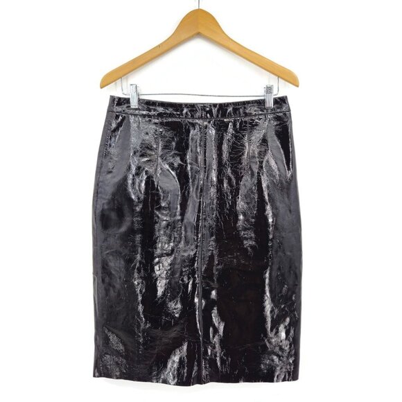 Walter Baker Molli Lamb Leather Black Skirt Womens 8 Midi Patent Pencil